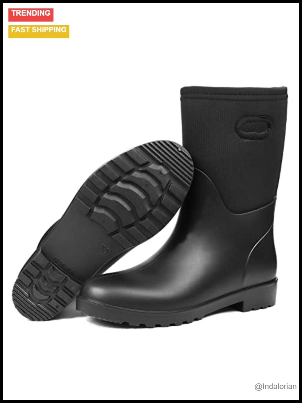 Waterproof Rubber Rain Boots Snow Mud Shoes Mid-Calf Slip-On